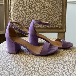 Lilac Suede Block Heel Sandal